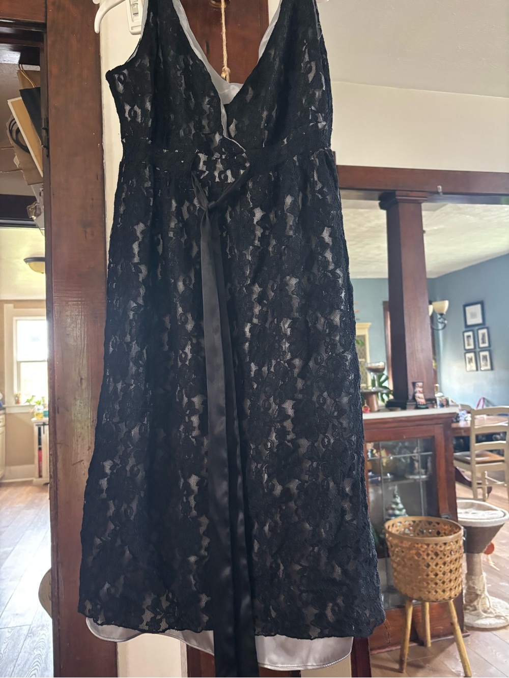 New York & Company Black Lace Overlay Dress